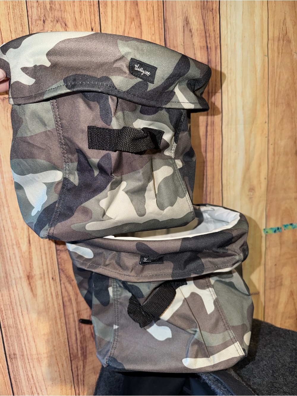2 Pcs Thirty-One Gifts Round Collapsible Storage Bin Classic Camouflage